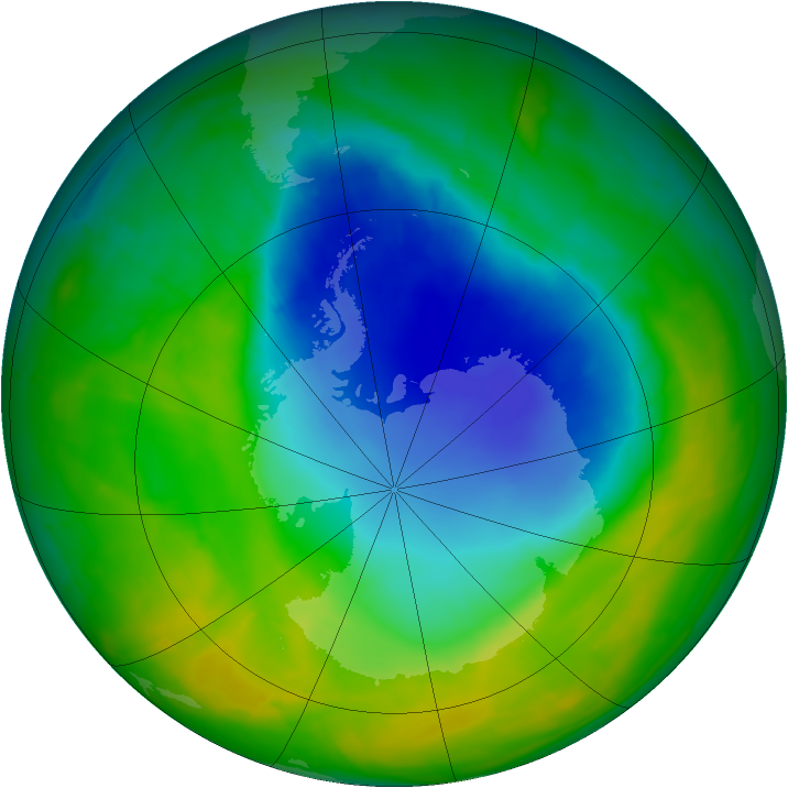 Antarctic ozone map for 19 November 2014